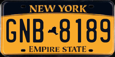 NY license plate GNB8189