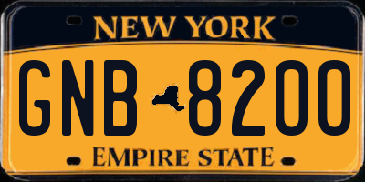 NY license plate GNB8200