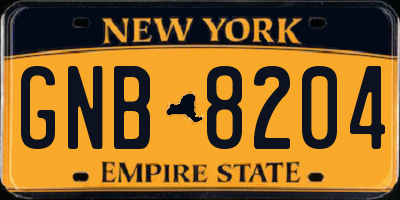 NY license plate GNB8204