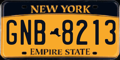 NY license plate GNB8213