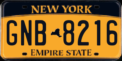 NY license plate GNB8216