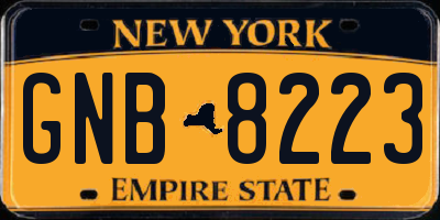 NY license plate GNB8223