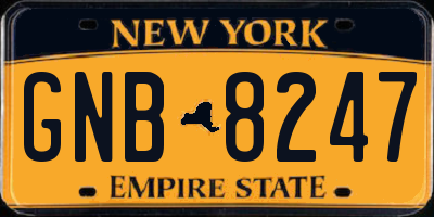 NY license plate GNB8247