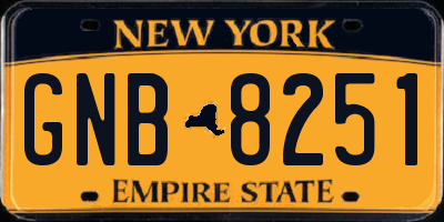 NY license plate GNB8251