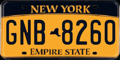 NY license plate GNB8260