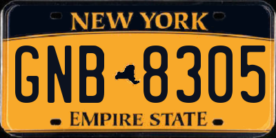 NY license plate GNB8305