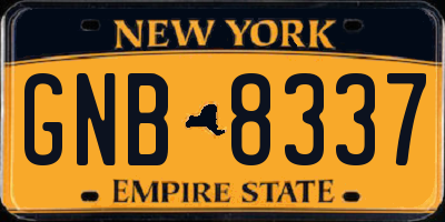 NY license plate GNB8337