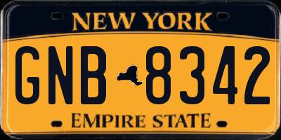 NY license plate GNB8342
