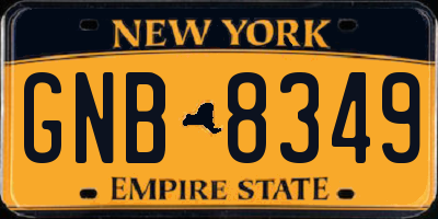 NY license plate GNB8349