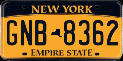 NY license plate GNB8362