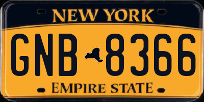NY license plate GNB8366