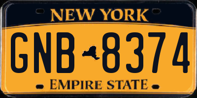 NY license plate GNB8374