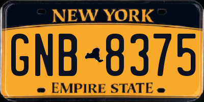 NY license plate GNB8375
