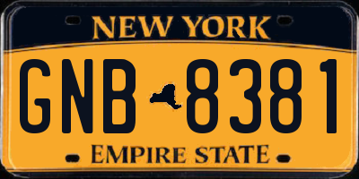 NY license plate GNB8381