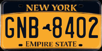 NY license plate GNB8402