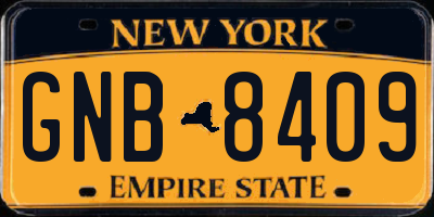 NY license plate GNB8409