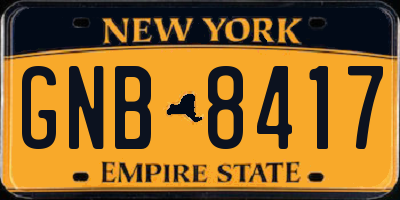 NY license plate GNB8417
