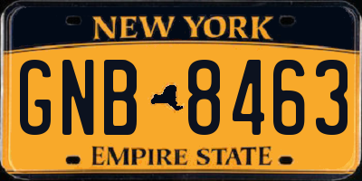 NY license plate GNB8463