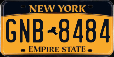 NY license plate GNB8484