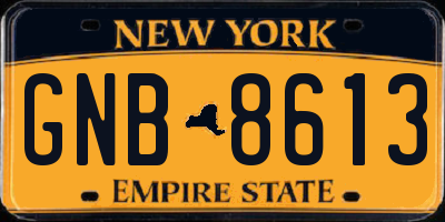 NY license plate GNB8613