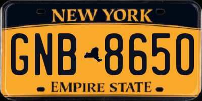 NY license plate GNB8650