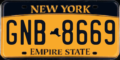 NY license plate GNB8669