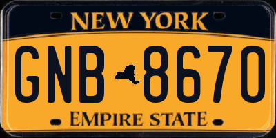 NY license plate GNB8670
