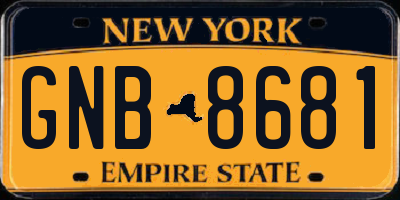 NY license plate GNB8681
