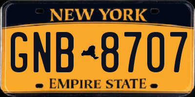 NY license plate GNB8707