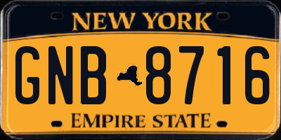 NY license plate GNB8716