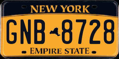 NY license plate GNB8728