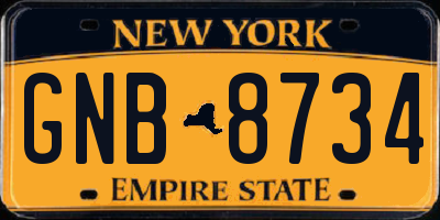 NY license plate GNB8734