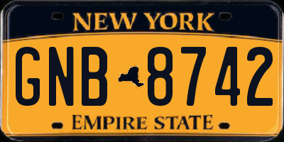 NY license plate GNB8742