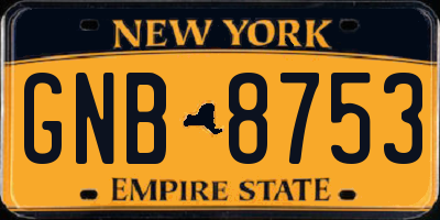 NY license plate GNB8753