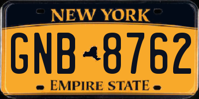 NY license plate GNB8762