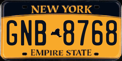 NY license plate GNB8768