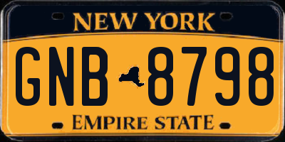 NY license plate GNB8798