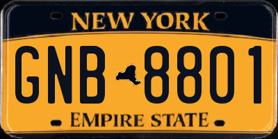 NY license plate GNB8801