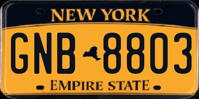 NY license plate GNB8803