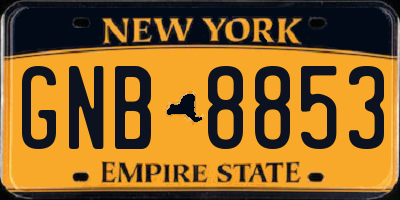 NY license plate GNB8853