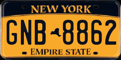 NY license plate GNB8862