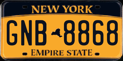 NY license plate GNB8868