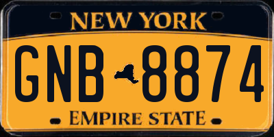 NY license plate GNB8874
