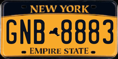 NY license plate GNB8883