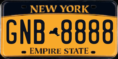 NY license plate GNB8888