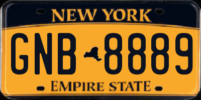 NY license plate GNB8889