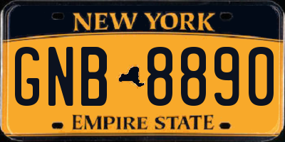 NY license plate GNB8890