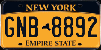NY license plate GNB8892