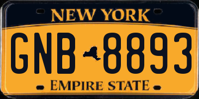 NY license plate GNB8893
