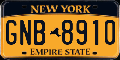 NY license plate GNB8910